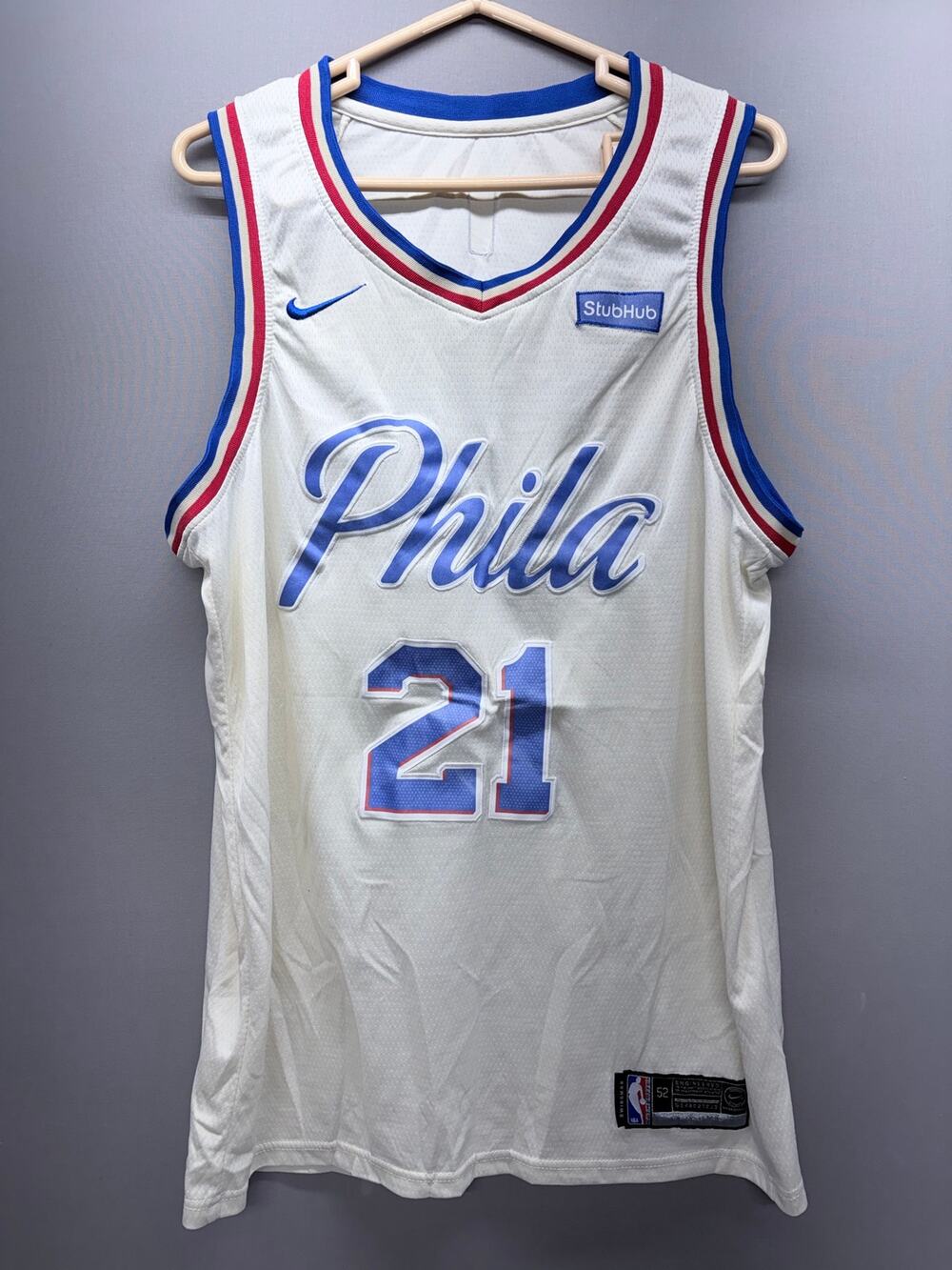 Nike Philadelphia 76ers Joel Embiid #21 Swingman Jersey White Men's 52 XL